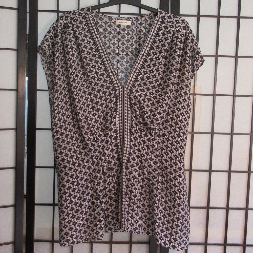 Tailored Smock Style, Blouse w/ Tie in Back, Pleated, Smock, Peplum, Vin…